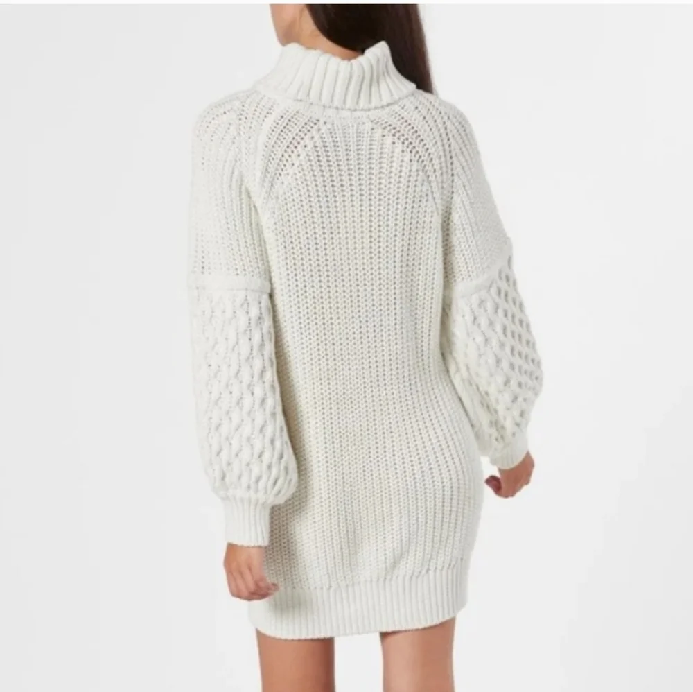 JOIE EMERA TURTLENECK OVERSIZED LONG CABLE KNIT SWEATER MINI DRESS MEDIUM